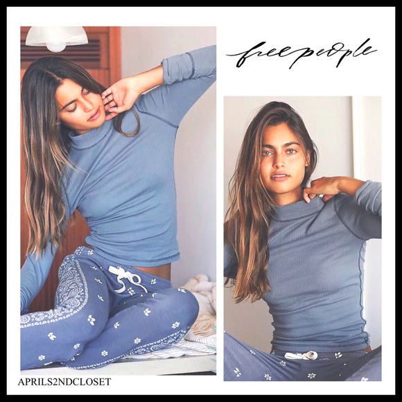 FREE PEOPLE BOHO KNIT TOP PULLOVER LONG SLEEVES MOCK NECK TEE A2C - Picture 6 of 16